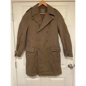 L.B.M. 1911 Mens Cotton Trench Coat Military Style Olive Brown Size 50R‎ Classic